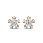 Pear Diamond Floral Stud Earrings