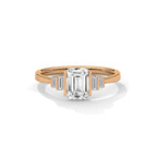 Emerald Cut Three Stone Diamond Engagement Ring