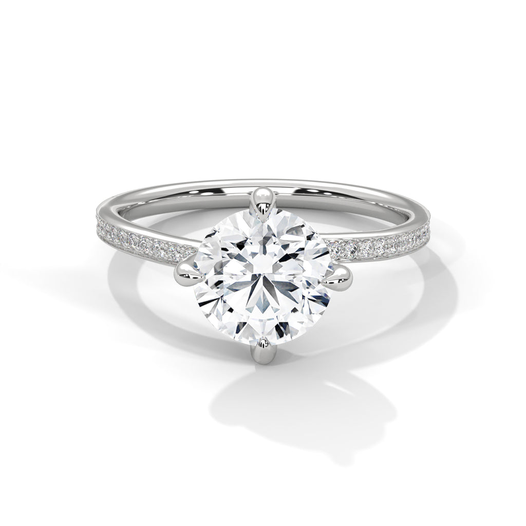 Round Cut Diamond Pavé Engagement Ring