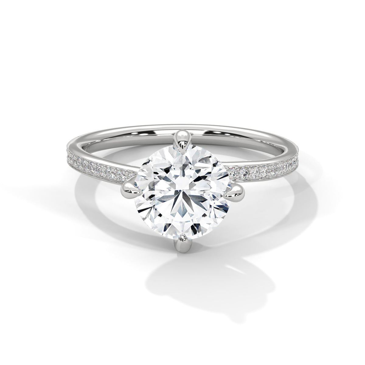 2.15 CTW Round Cut Diamond Pavé Lab Grown Diamond Engagement Ring — Jewelix Atelier