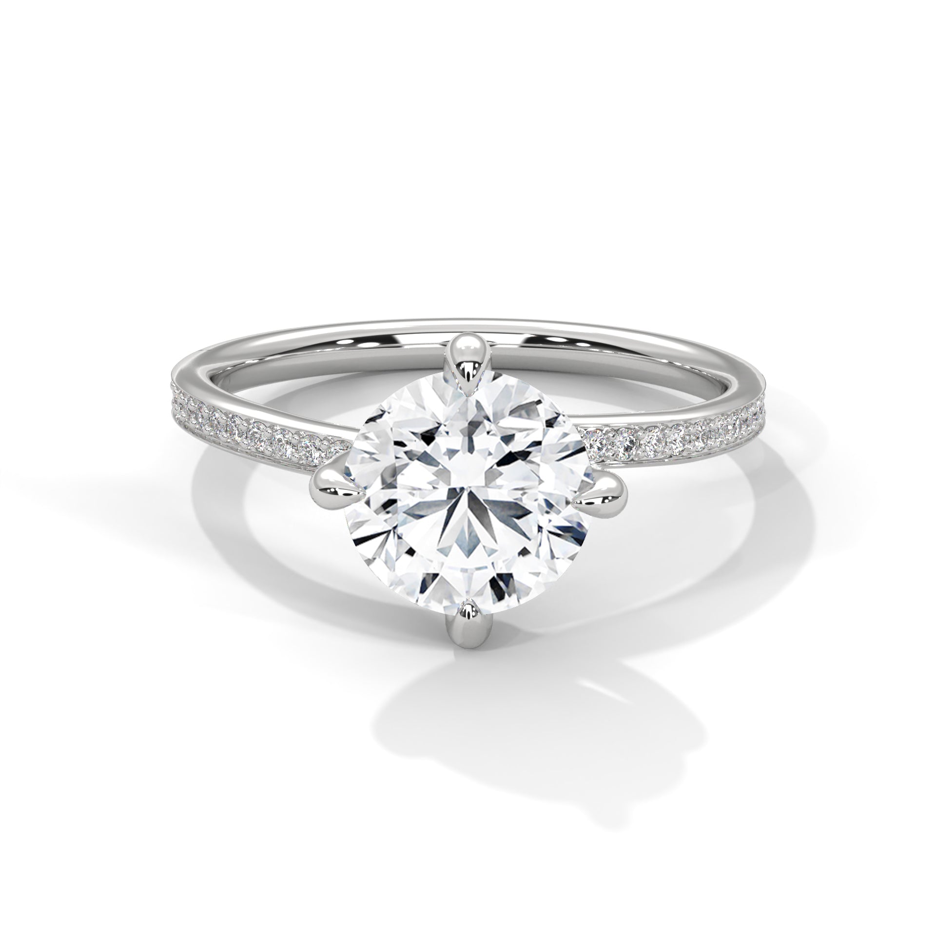 Round Cut Diamond Pavé Engagement Ring