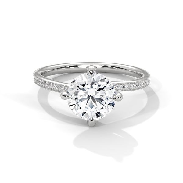 Round Cut Diamond Pavé Engagement Ring