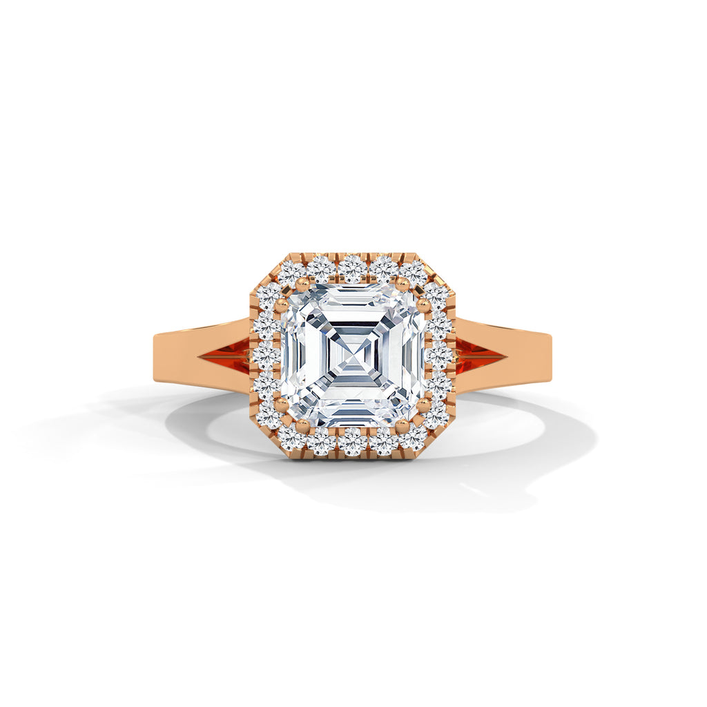 Asscher Cut Diamond Halo Engagement Ring