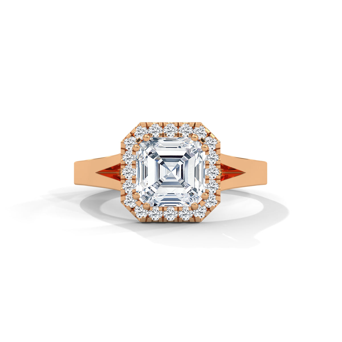 Asscher Cut Diamond Halo Engagement Ring – view 4 of 9, lab grown diamond ring | Jewelix Atelier