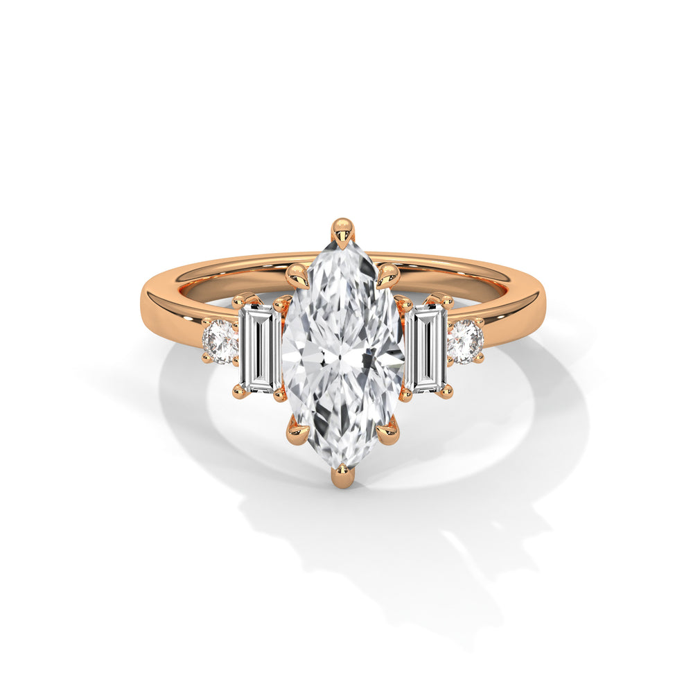 Marquise Cut Three Stone Diamond Engagement Ring