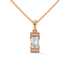 Emerald Cut Diamond Halo Pendant