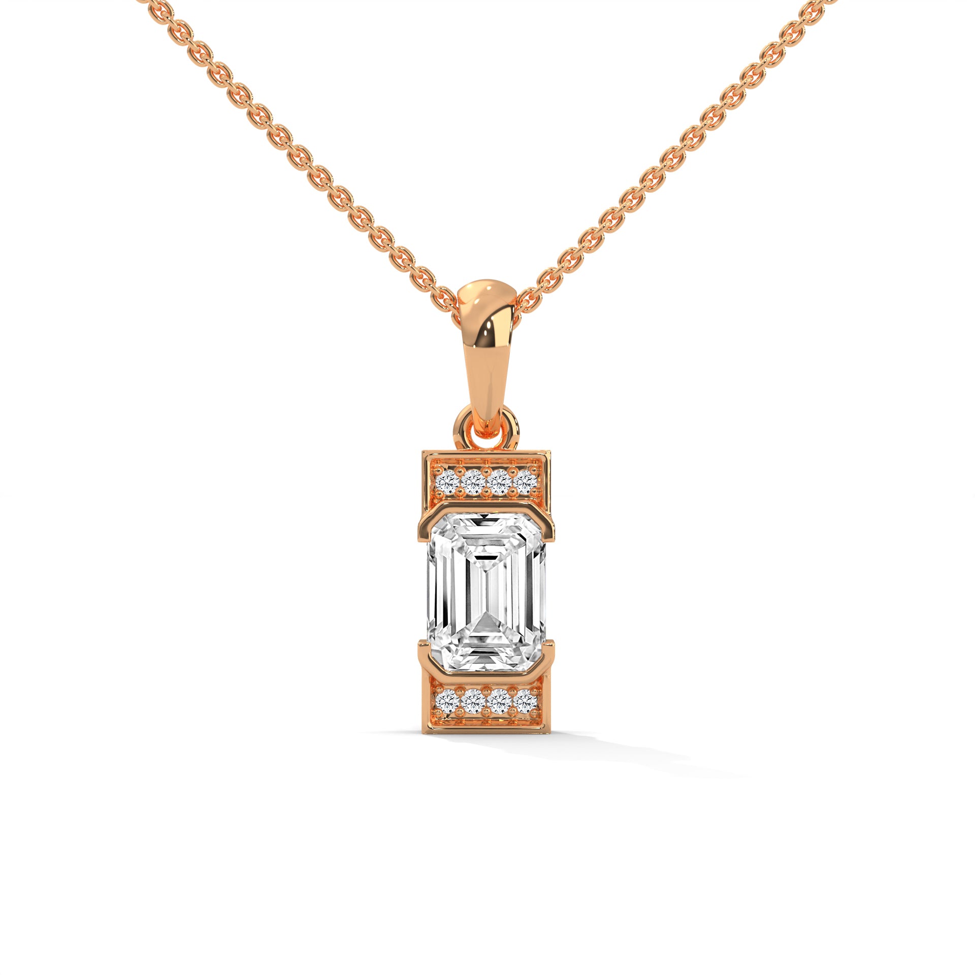 Emerald Cut Diamond Halo Pendant