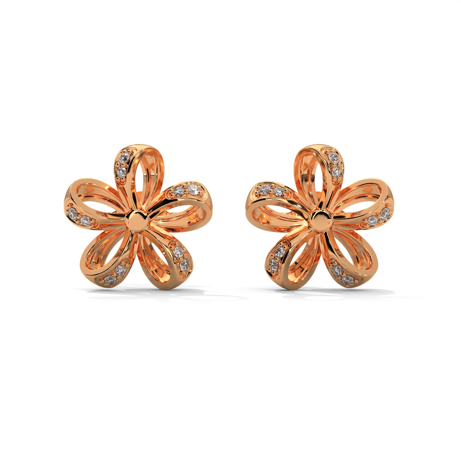 Open Floral Diamond Stud Earrings
