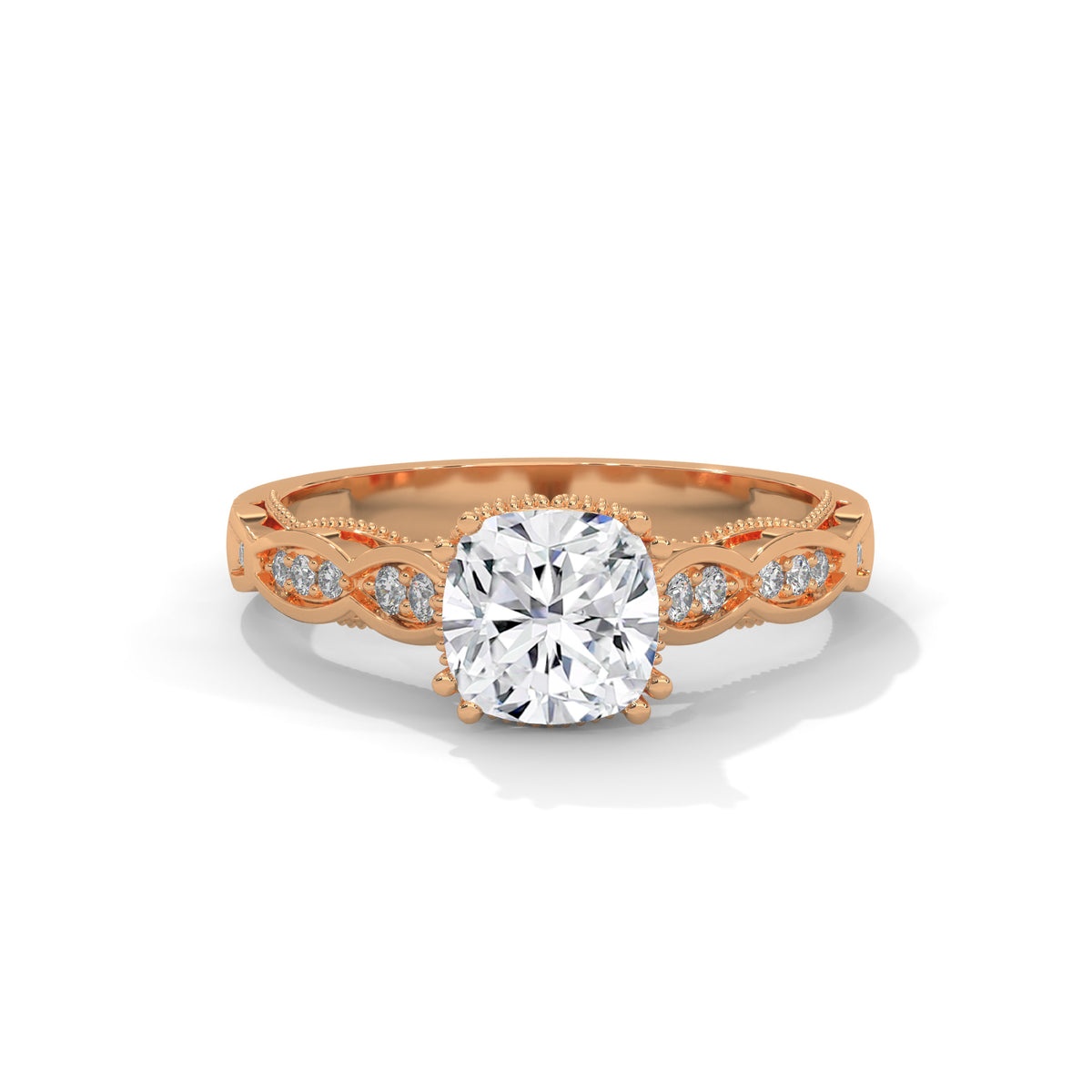 Vintage Cushion Cut Diamond Ring – view 7 of 9, lab grown diamond ring | Jewelix Atelier
