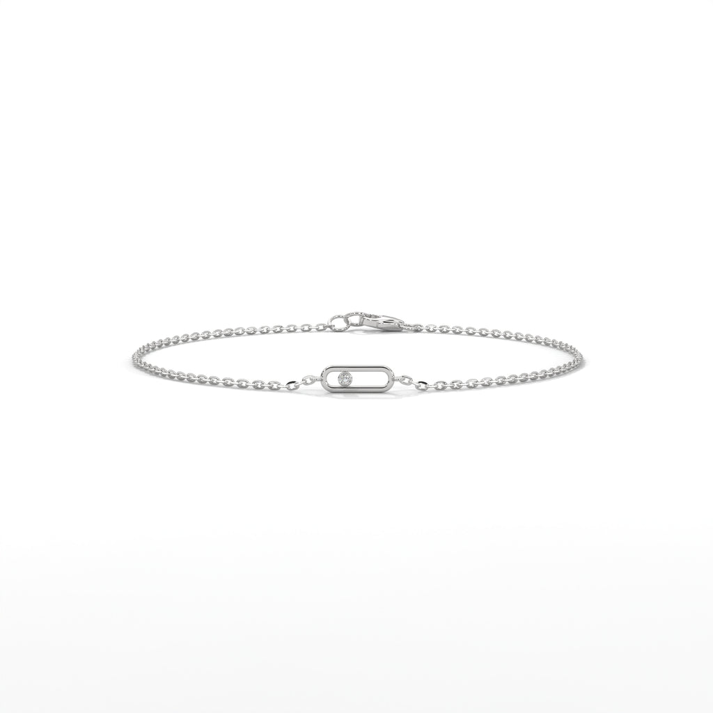 Floating Diamond Paperclip Bracelet