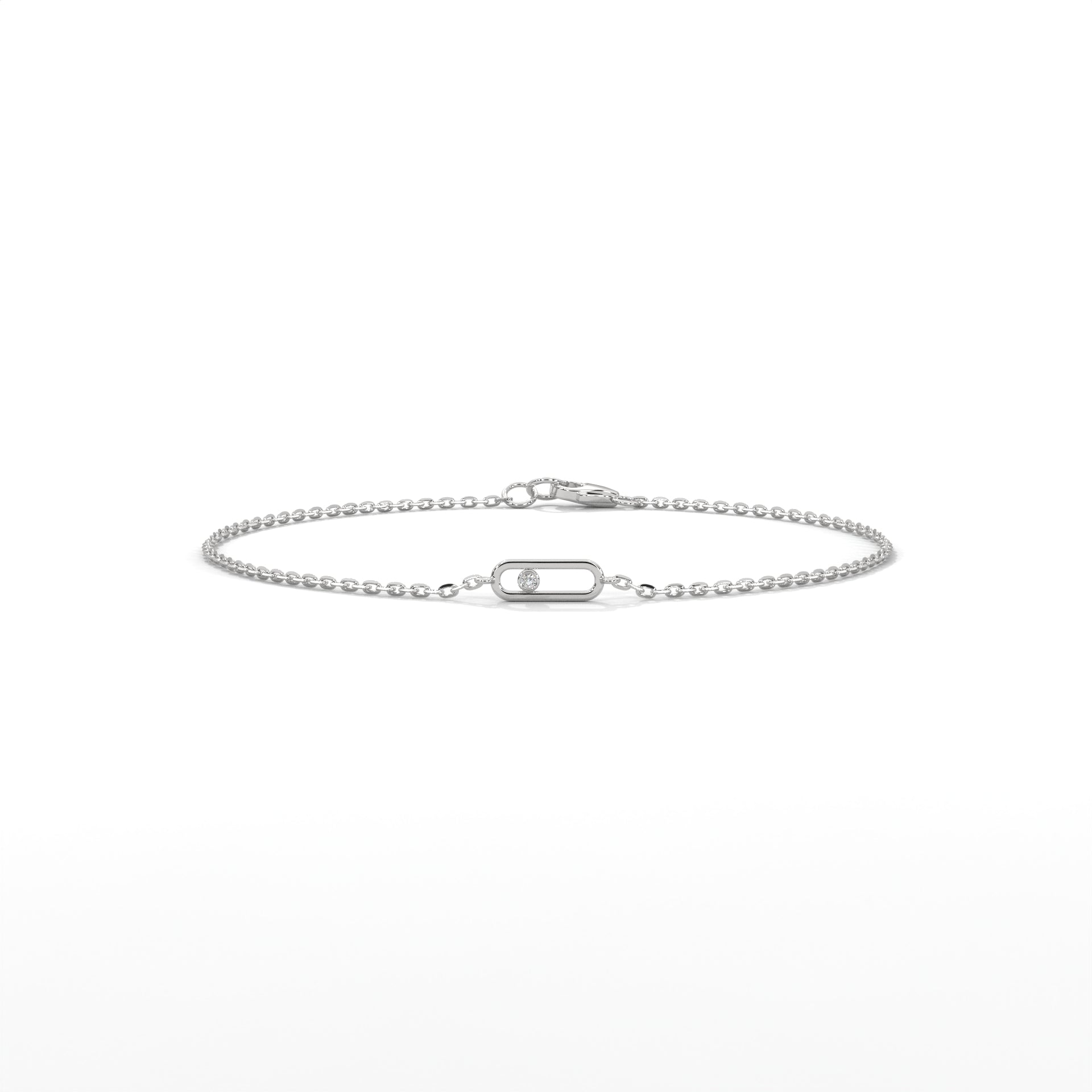 Floating Diamond Paperclip Bracelet
