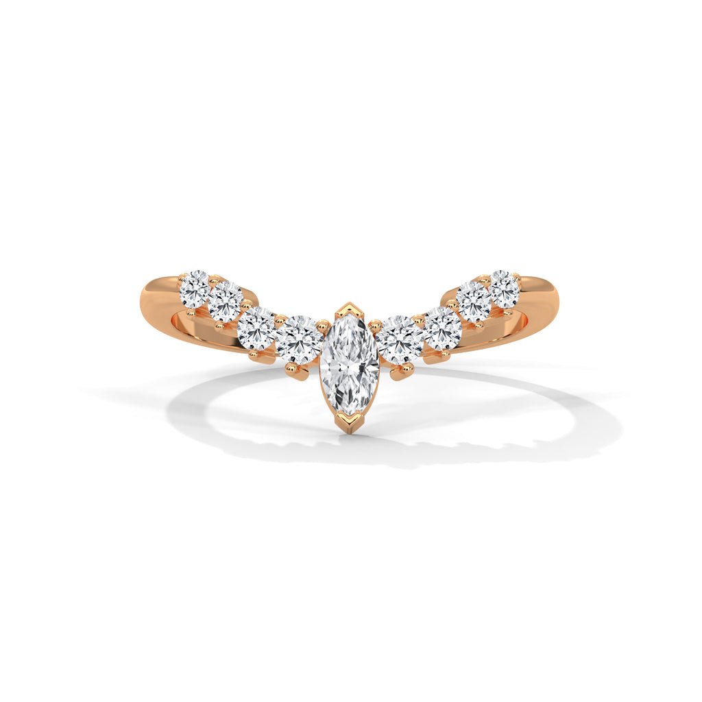 Marquise & Round Diamond Chevron Ring