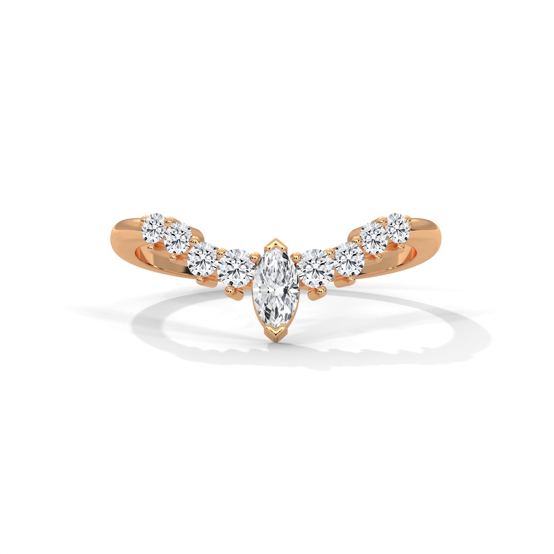 Marquise & Round Diamond Chevron Ring