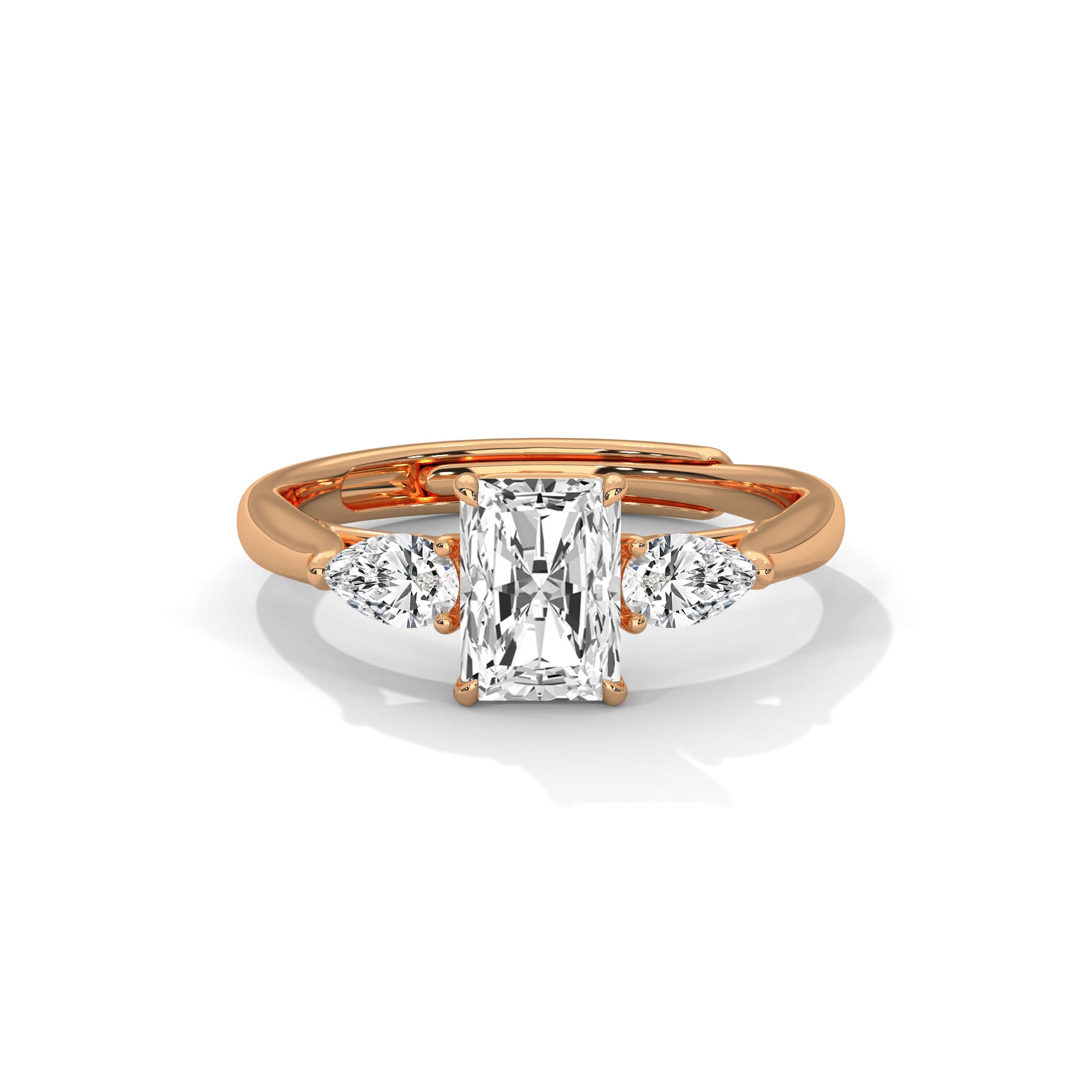 Radiant Cut Three Stone Diamond Engagement Ring