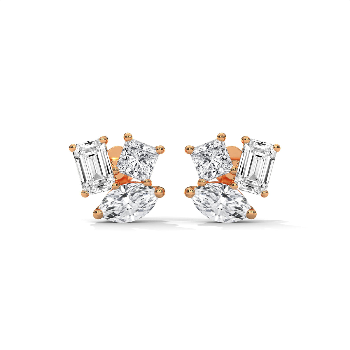 Trinity Éclat Mixed Shape Diamond Earrings, product photo — Jewelix Atelier
