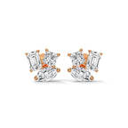 Mixed Shape Diamond Cluster Stud Earrings