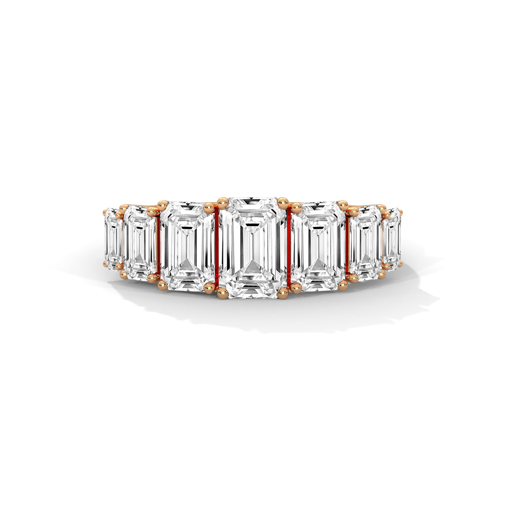 Graduated Emerald Cut Seven Stone Diamond Ring