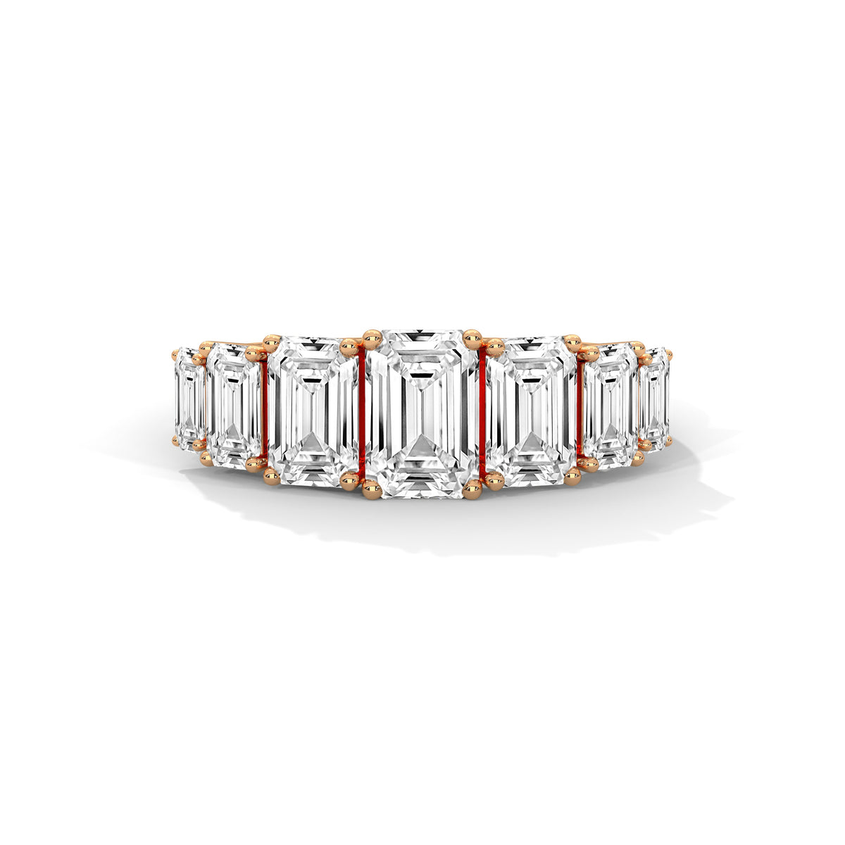 Graduated Emerald Cut Seven Stone Diamond Ring – view 4 of 9, lab grown diamond ring | Jewelix Atelier
