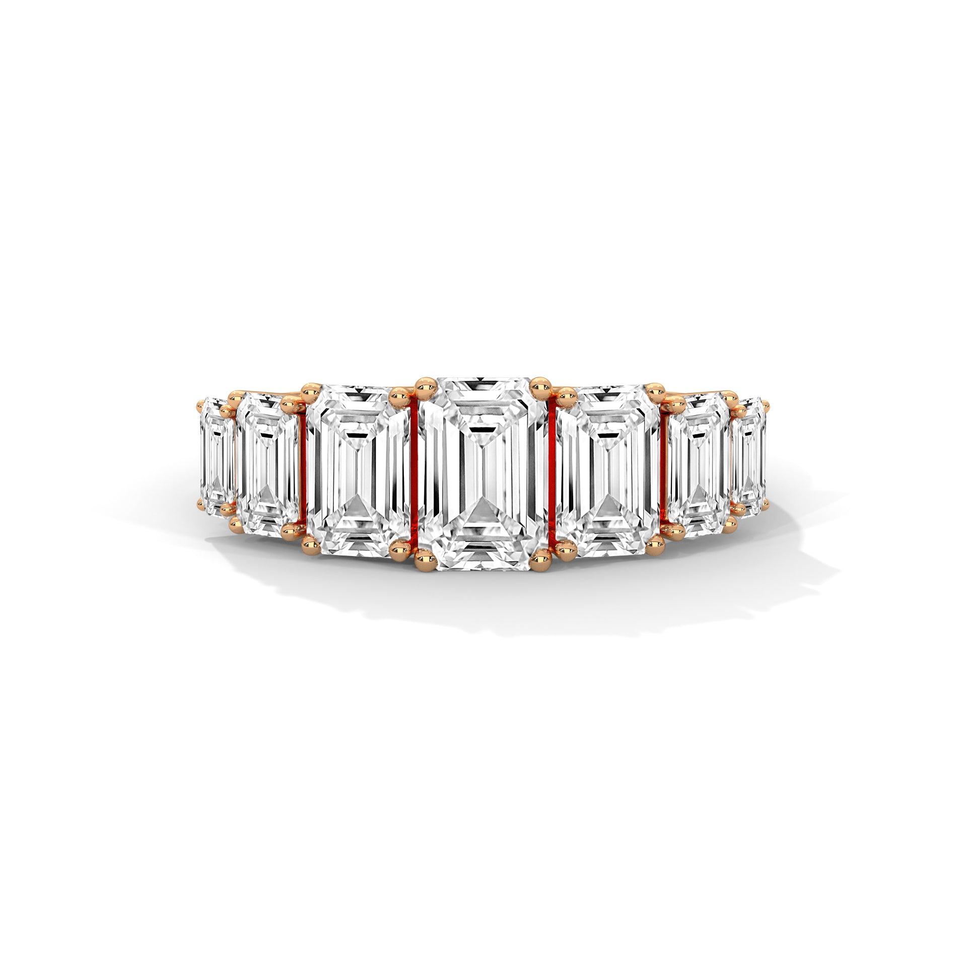 Graduated Emerald Cut Seven Stone Diamond Ring