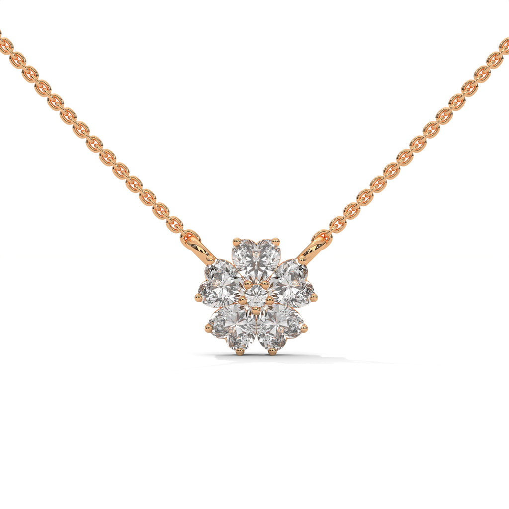 Heart Diamond Floral Pendant