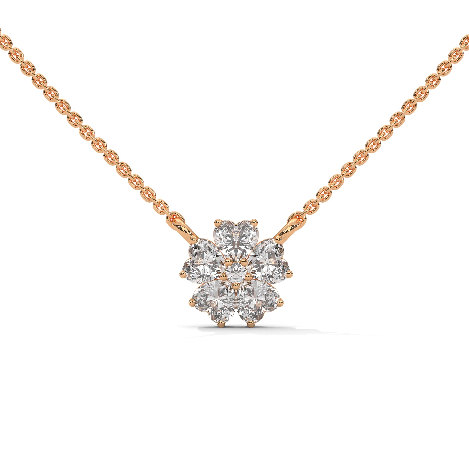 Heart Diamond Floral Pendant