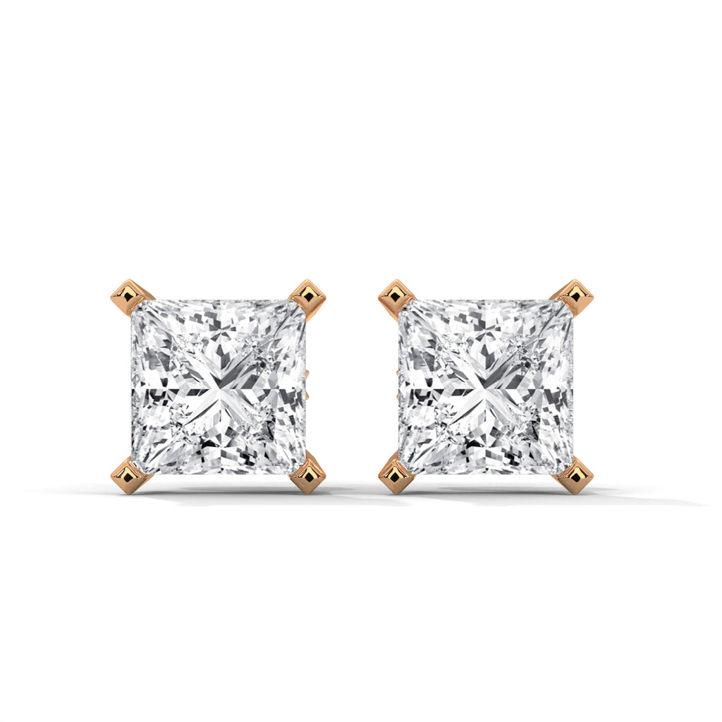 Princess Cut Solitaire Diamond Stud Earrings