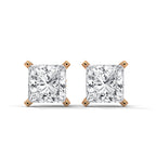 Princess Cut Solitaire Diamond Stud Earrings
