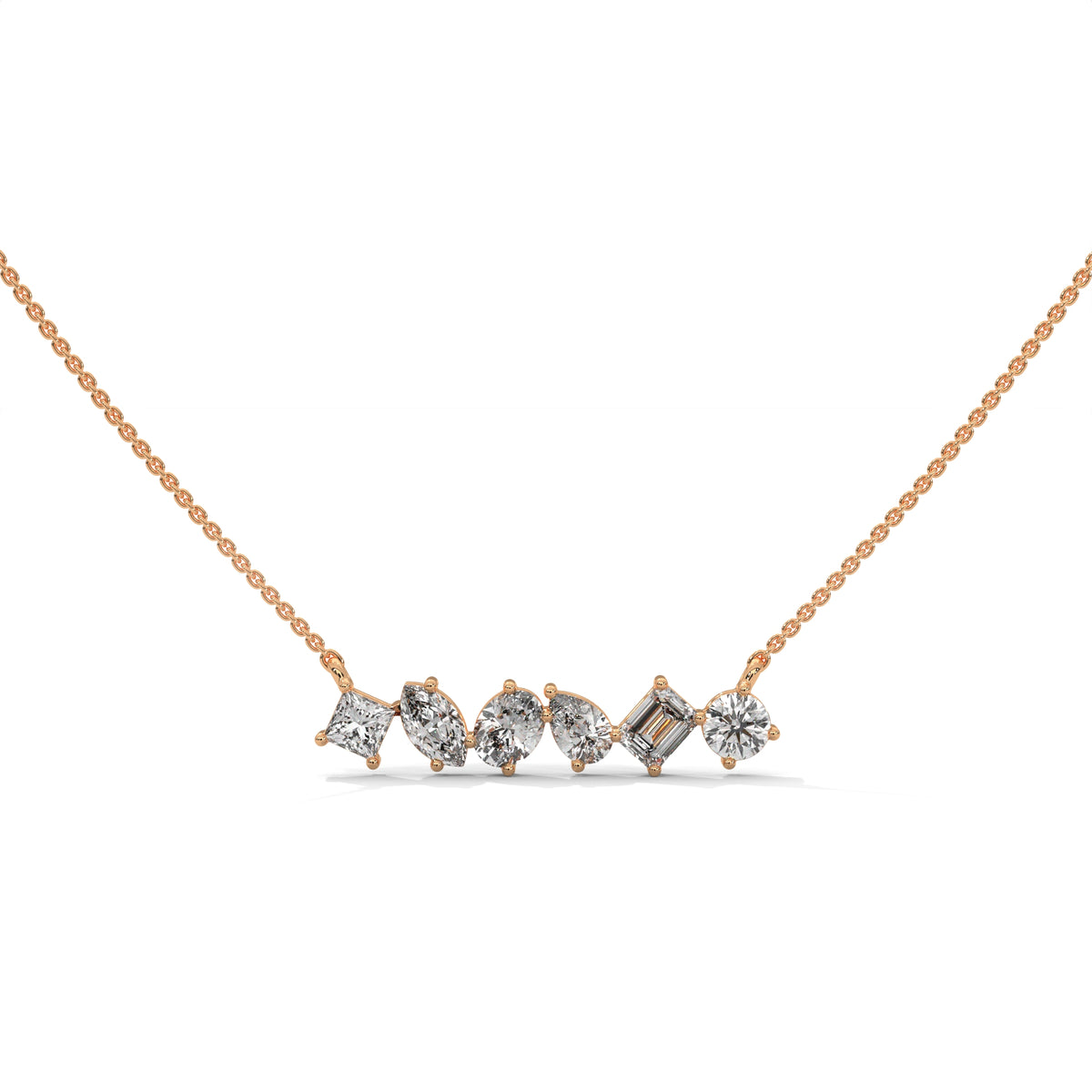 Multi Shape Diamond Bar Pendant – view 4 of 9, lab grown diamond pendant | Jewelix Atelier