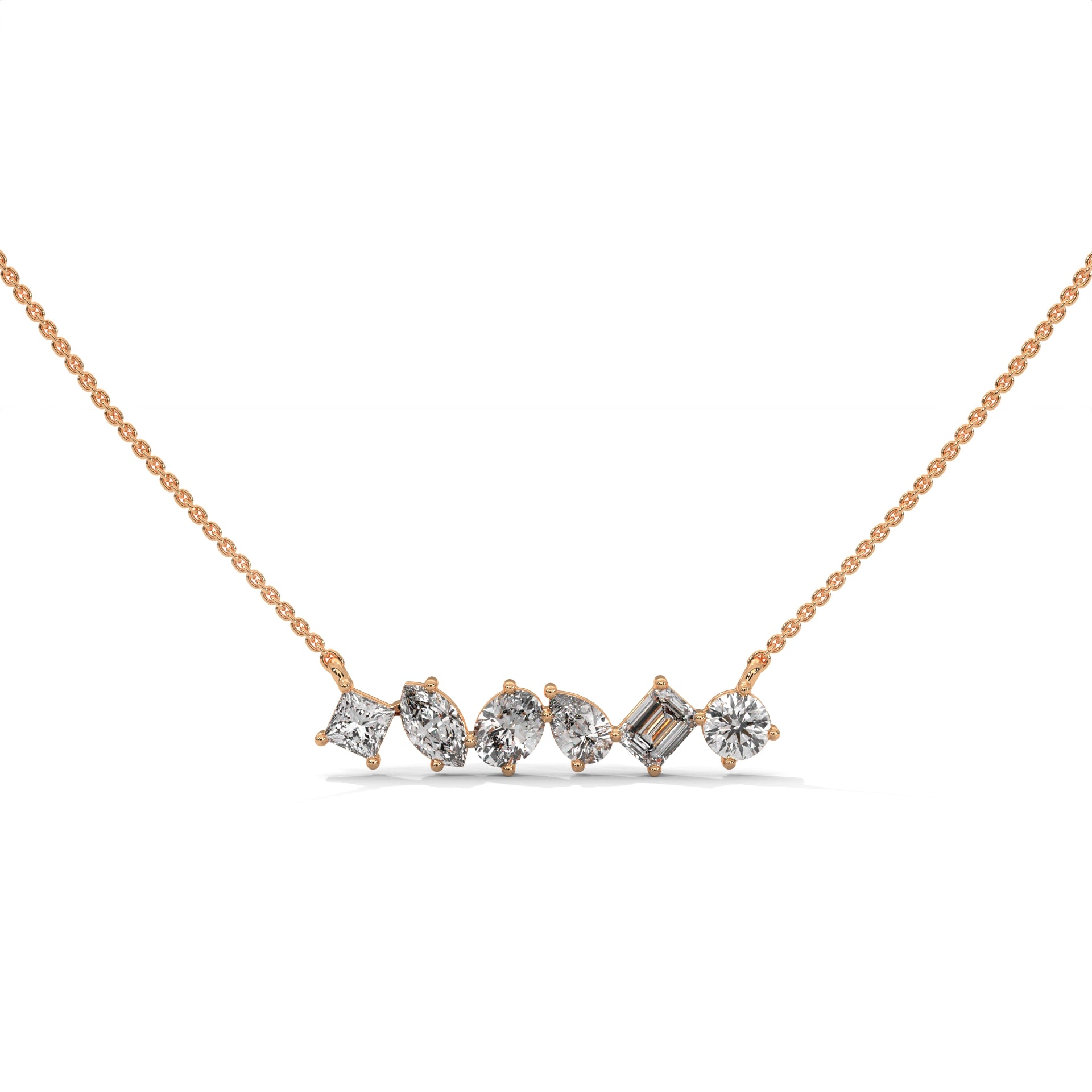 Multi Shape Diamond Bar Necklace Pendant