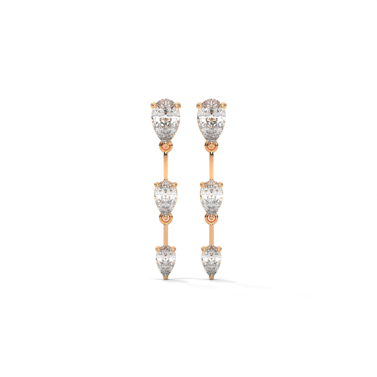 Pear Cut Three Station Drop Diamond Earrings, gallery image — Jewelix Atelier