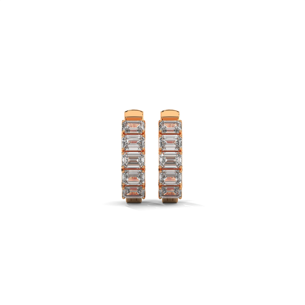 Emerald Cut Diamond Hoop Earrings, product photo — Jewelix Atelier