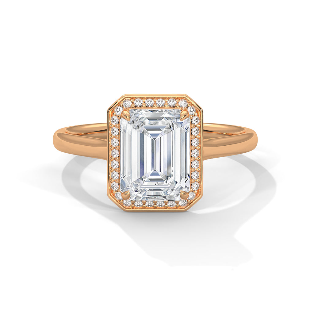 Emerald Cut Diamond Halo Engagement Ring