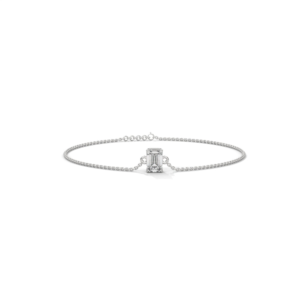 Emerald Cut Solitaire Diamond Bracelet