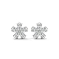 Pear Diamond Floral Stud Earrings