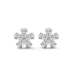 Pear Diamond Floral Stud Earrings
