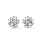 Baguette & Round Diamond Cluster Stud Earrings