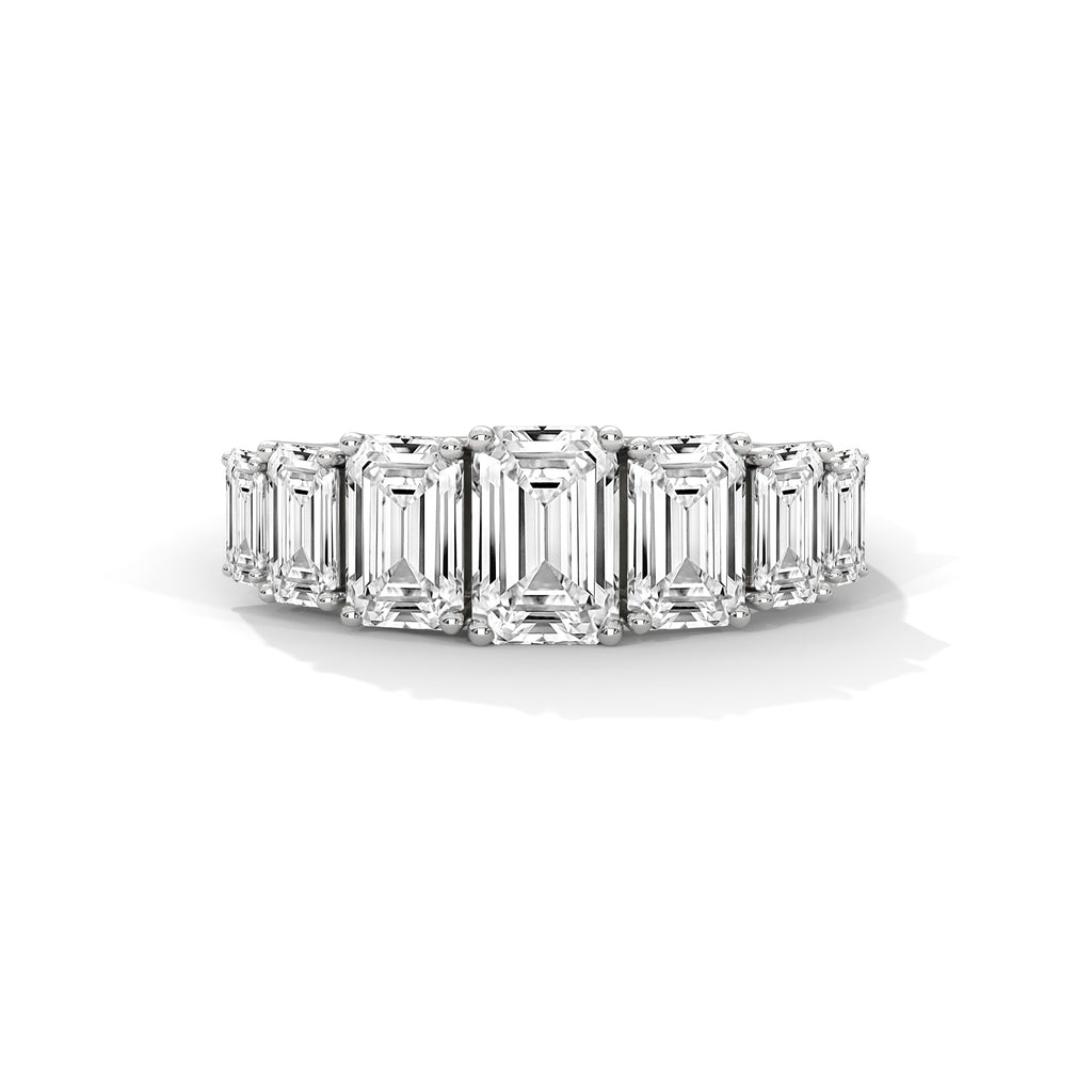 Graduated Emerald Cut Seven Stone Diamond Ring