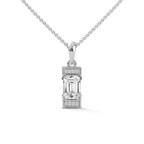 Emerald Cut Diamond Halo Pendant