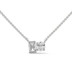 Emerald & Round Diamond Two Stone Pendant