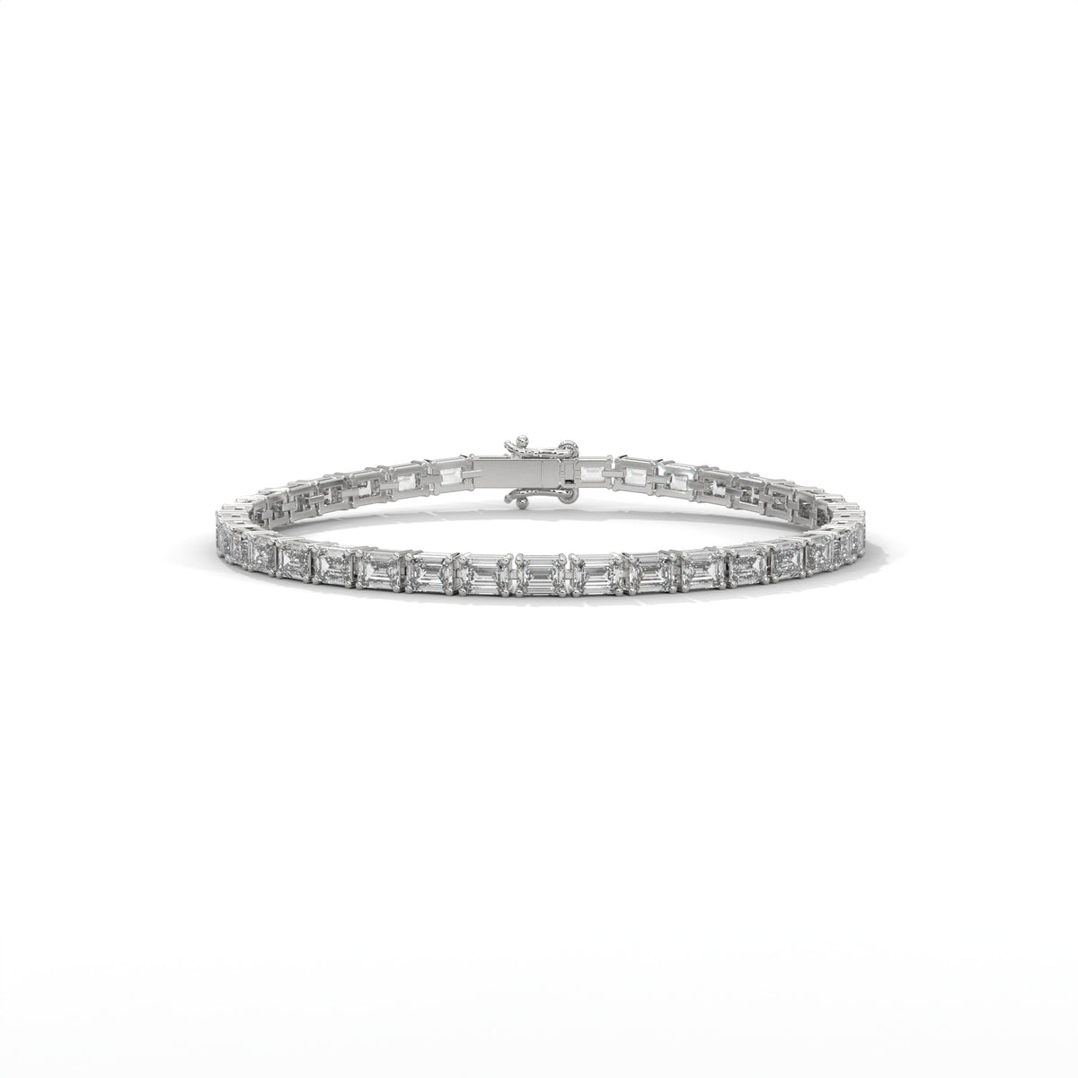 Emerald cut diamond tennis bracelet, alternate view — Jewelix Atelier
