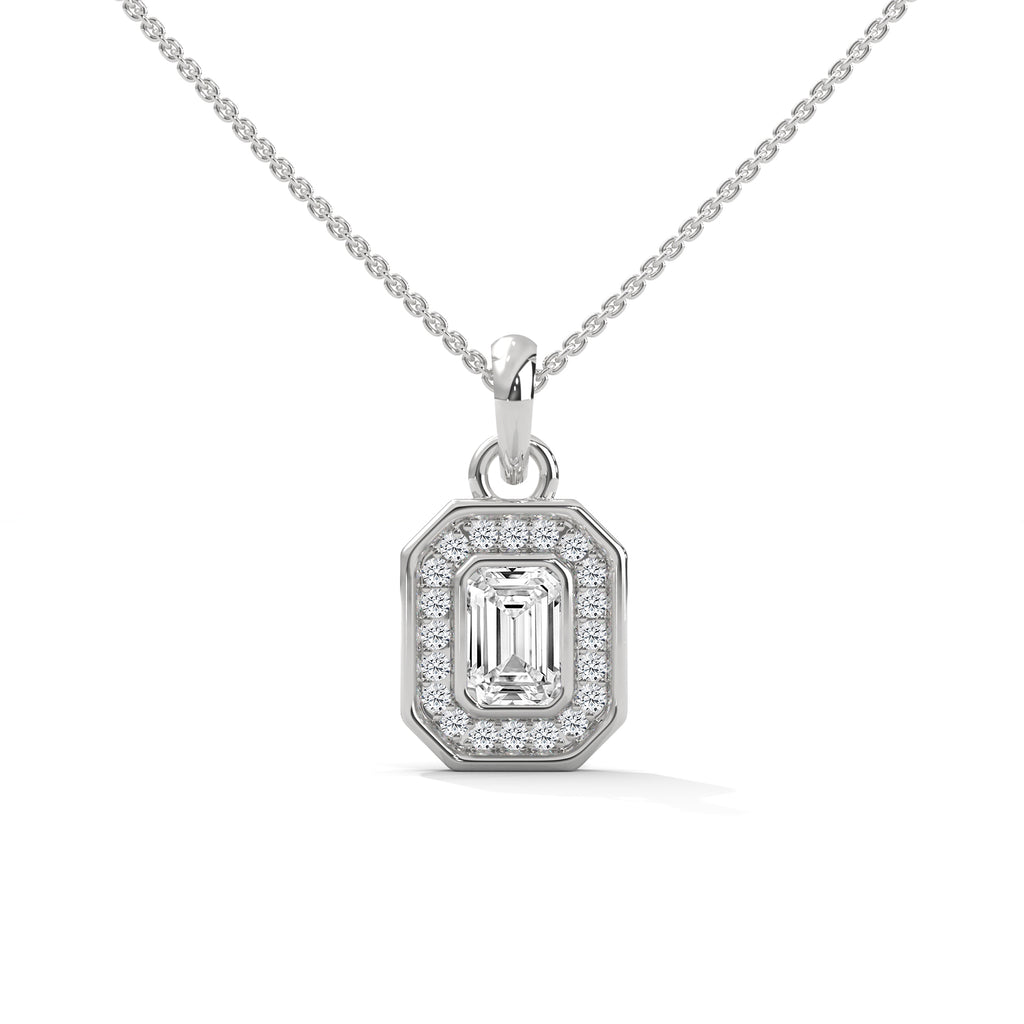 Emerald Halo Diamond Pendant
