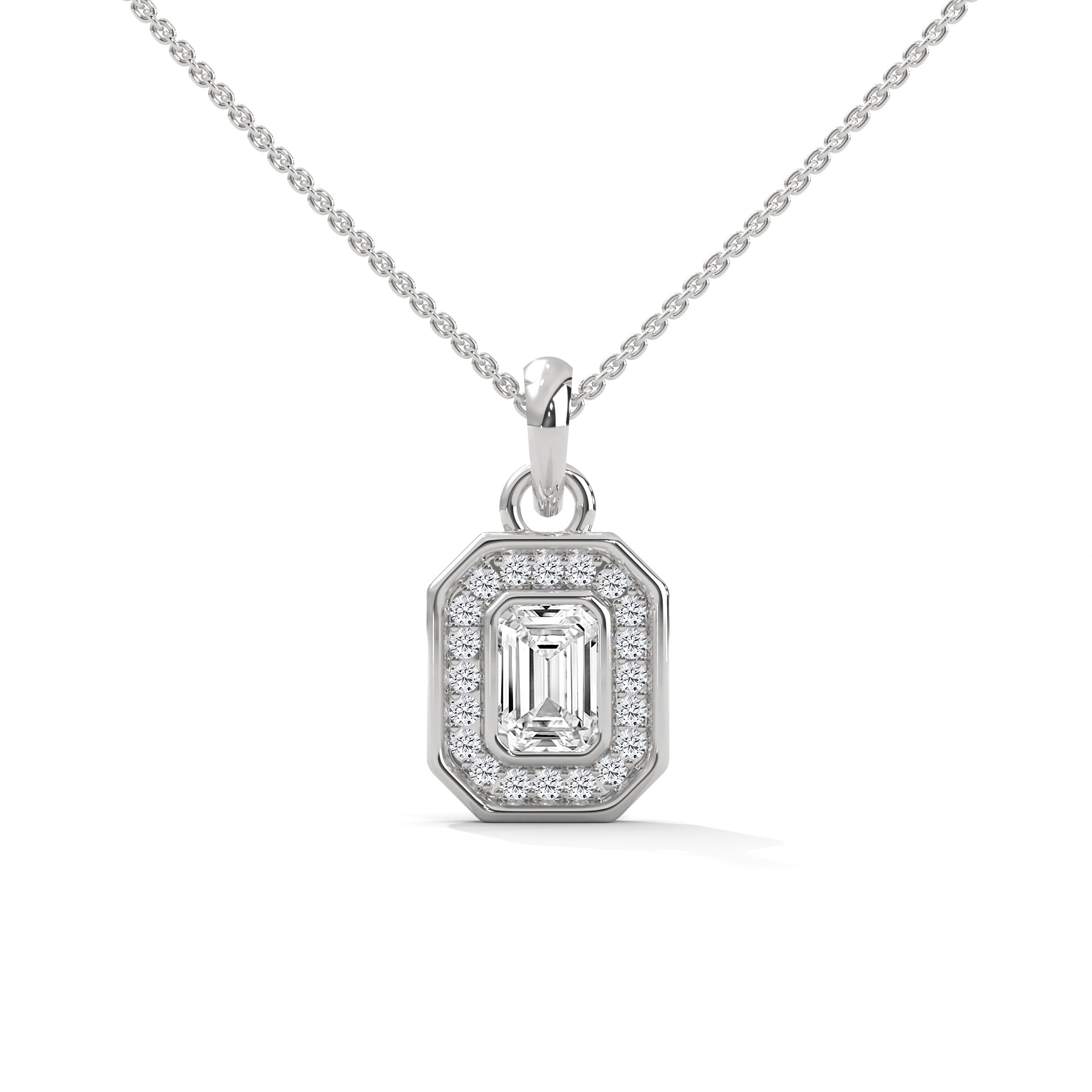 Emerald Halo Diamond Pendant