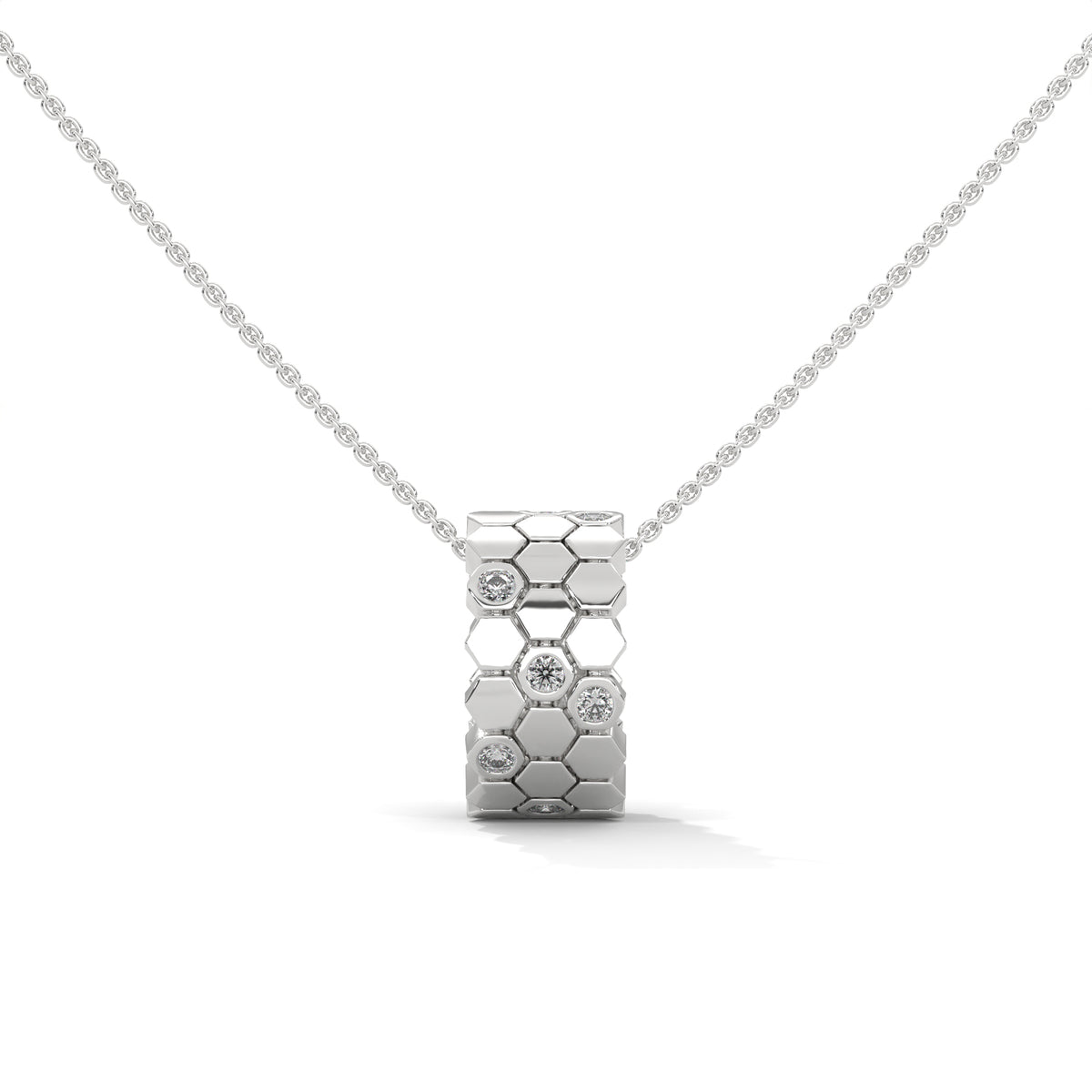 Honeycomb Diamond Pendant – view 1 of 9, lab grown diamond necklace | Jewelix Atelier