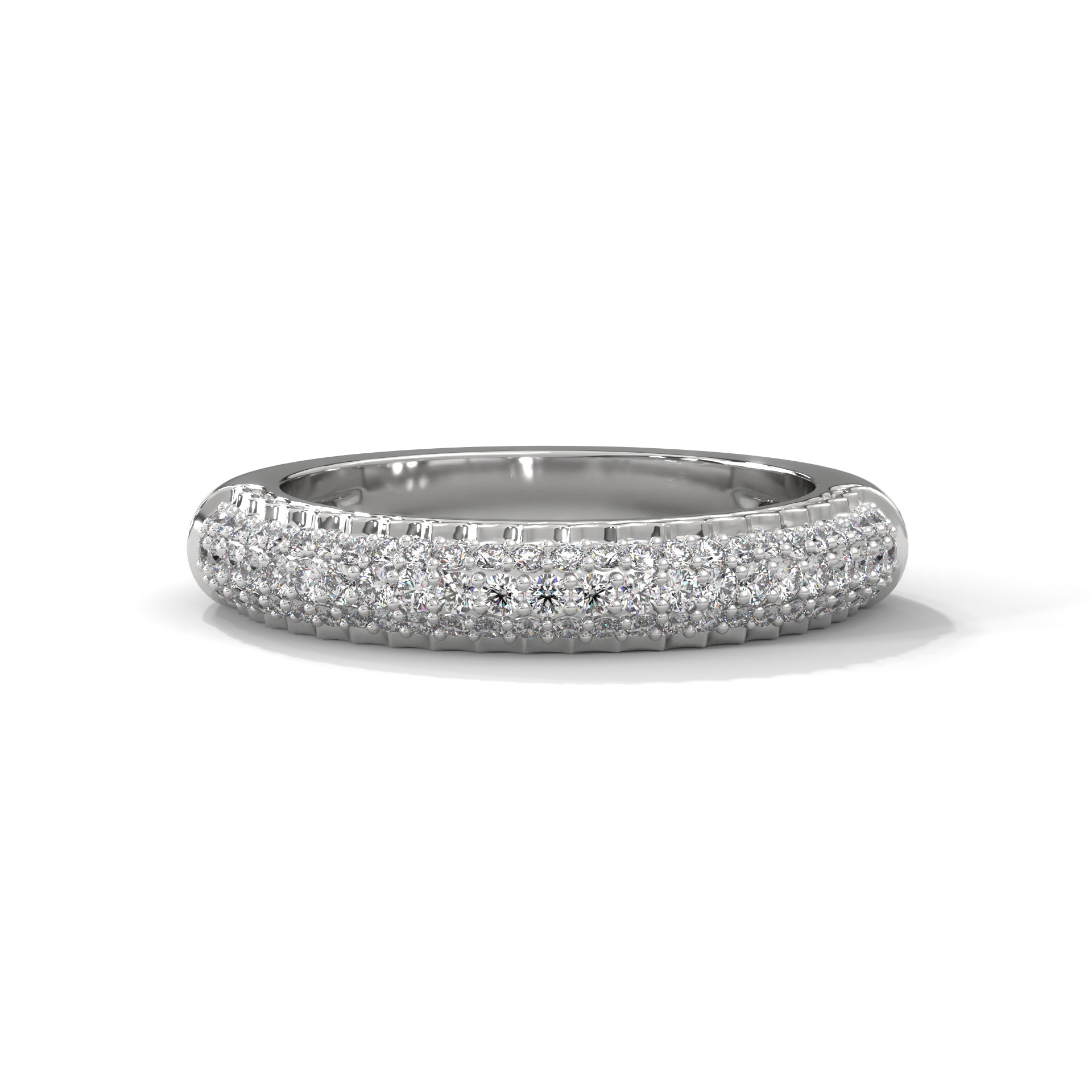 Triple Row Diamond Pavé Band Ring