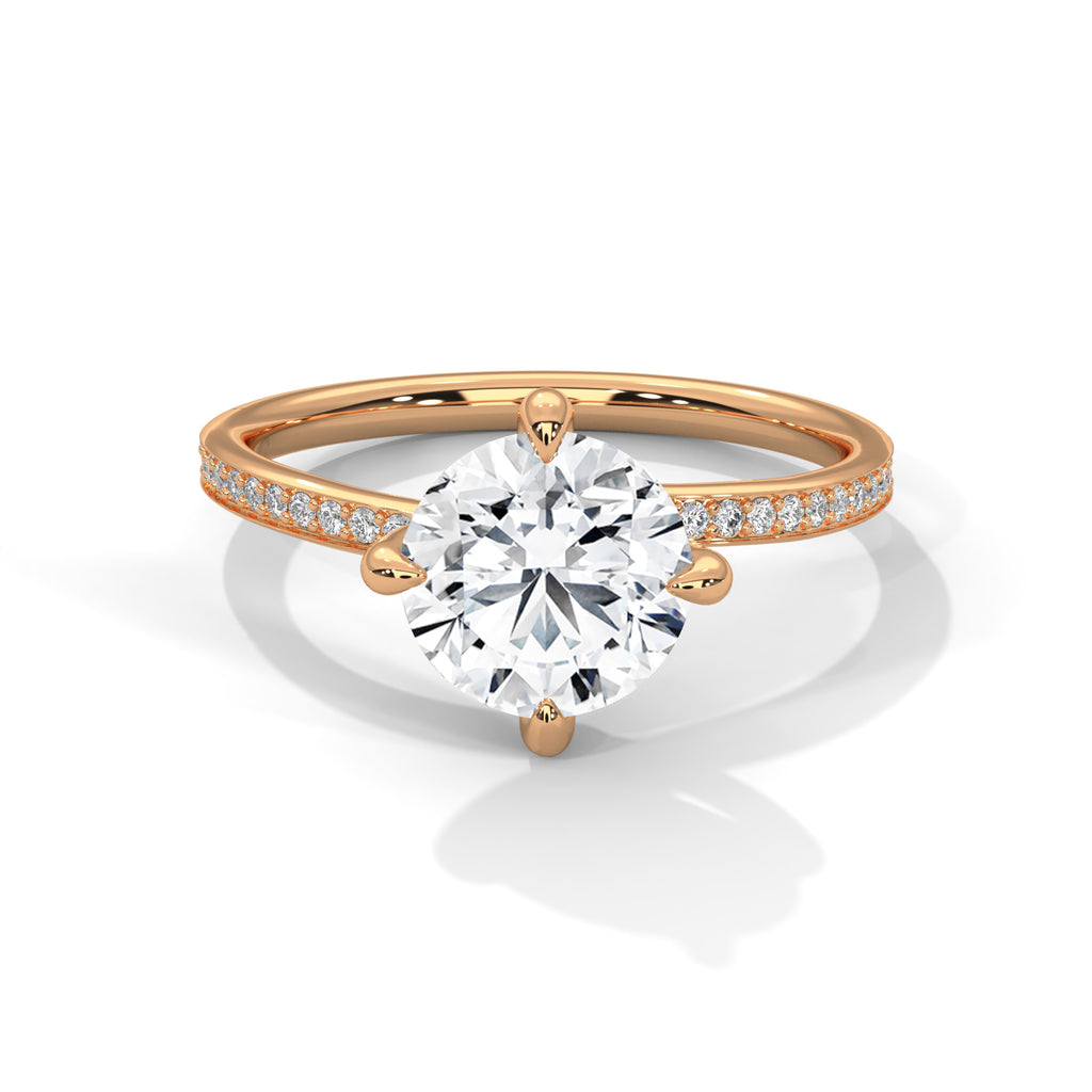 Round Cut Diamond Pavé Engagement Ring