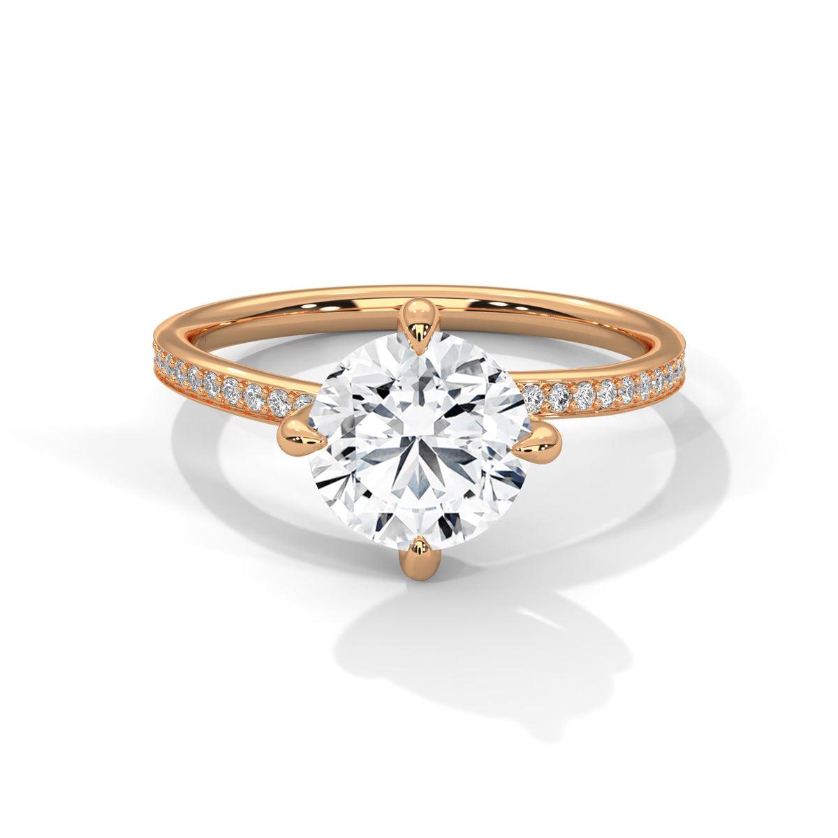 2.15 CTW Round Cut Diamond Pavé Lab Grown Diamond Engagement Ring – view 4 of 9 | Jewelix Atelier
