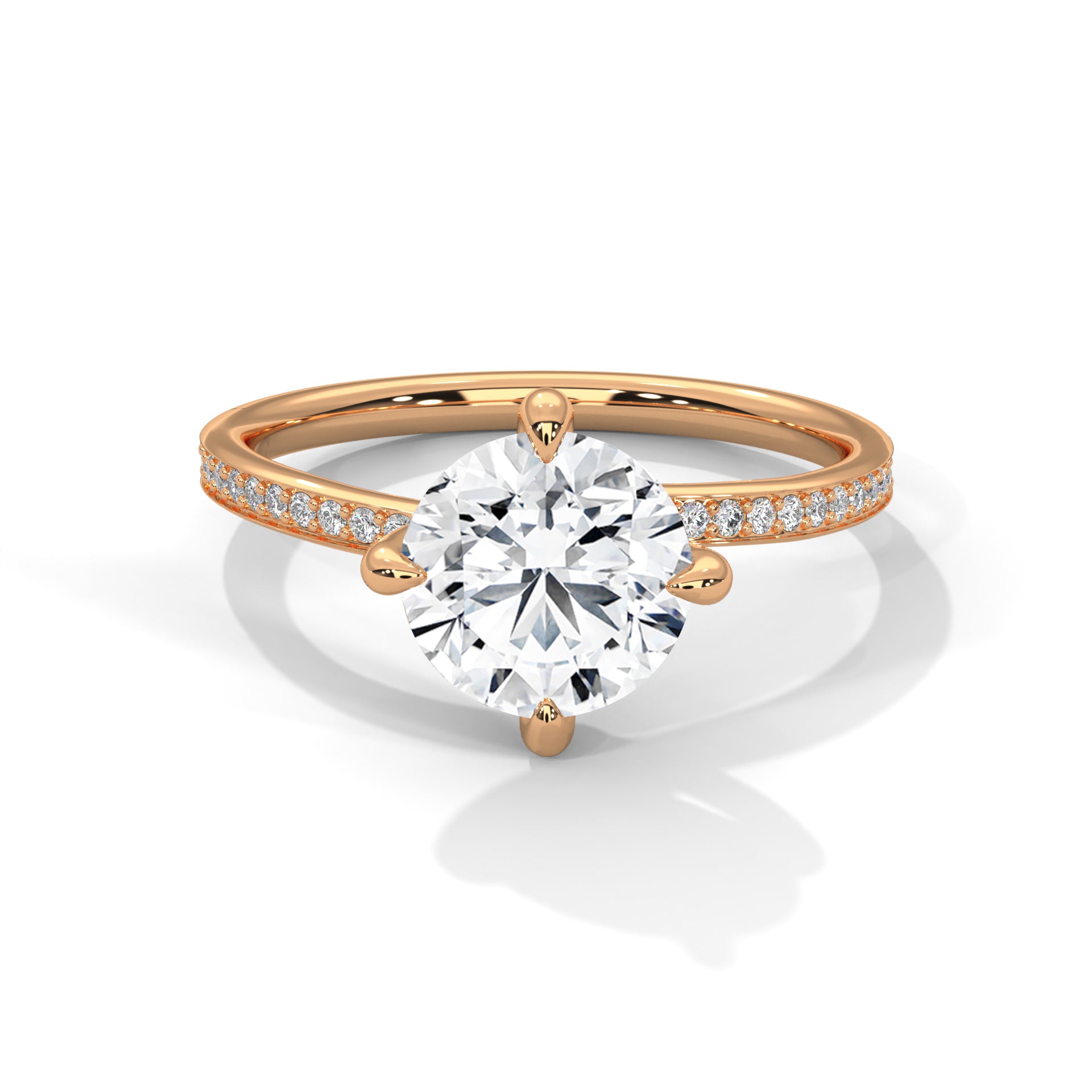 Round Cut Diamond Pavé Engagement Ring