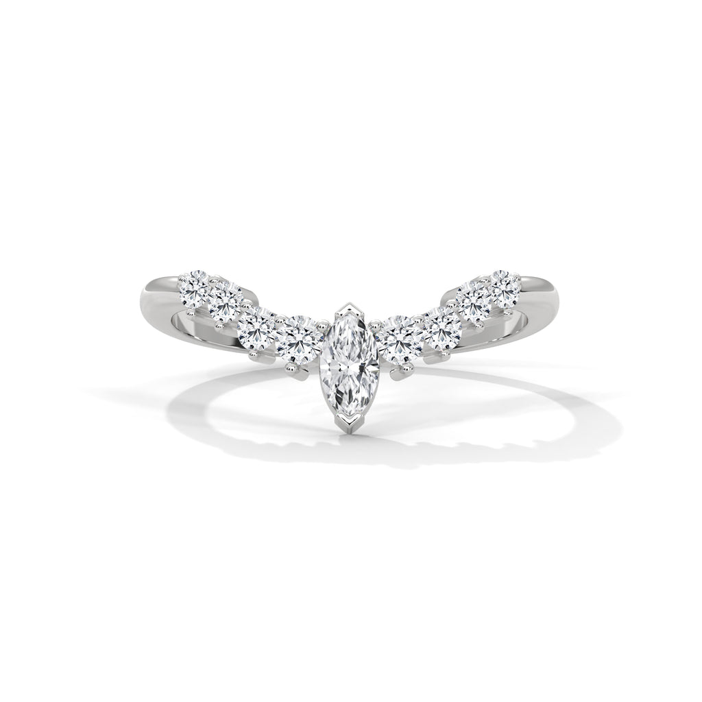 Marquise & Round Diamond Chevron Ring