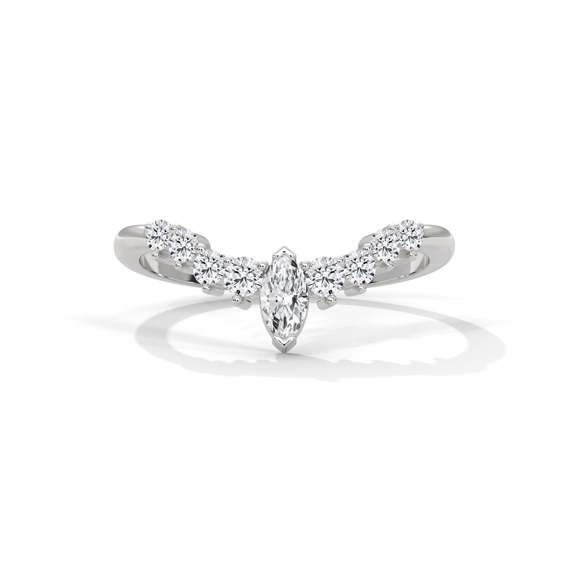 Marquise & Round Diamond Chevron Ring