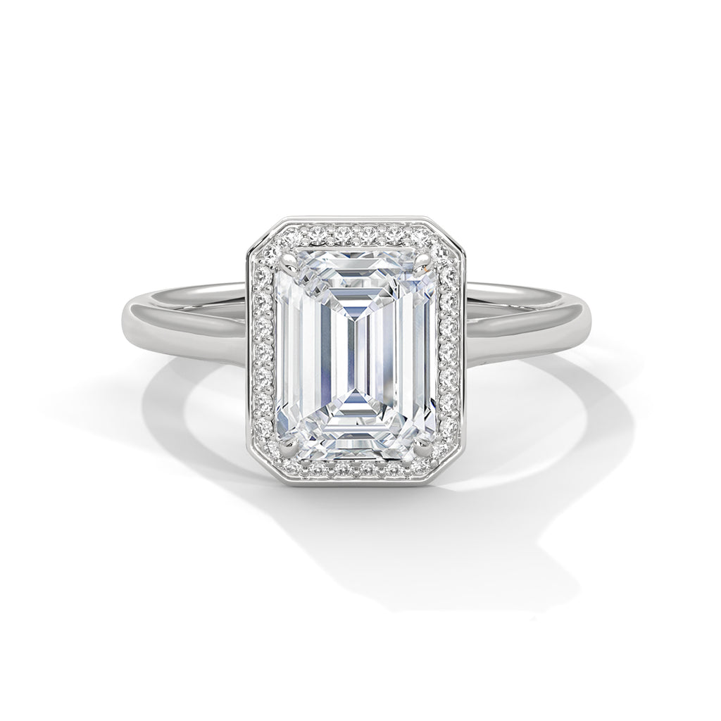Emerald Cut Diamond Halo Engagement Ring